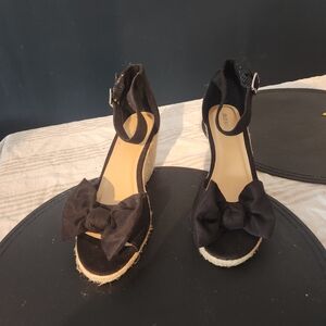 Old Navy Black Wedge Sandals with Bow